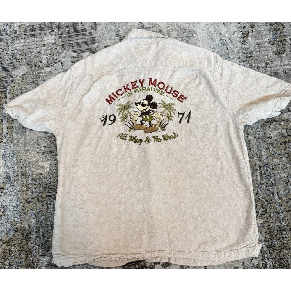 Disneyland Parks Embroidered Mickey Mouse In Paradise Button Shirt Adult Medium